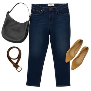 Madewell Women’s Slim Straight Jeans Dark Wash Denim Stretch Size 33 Inseam 27